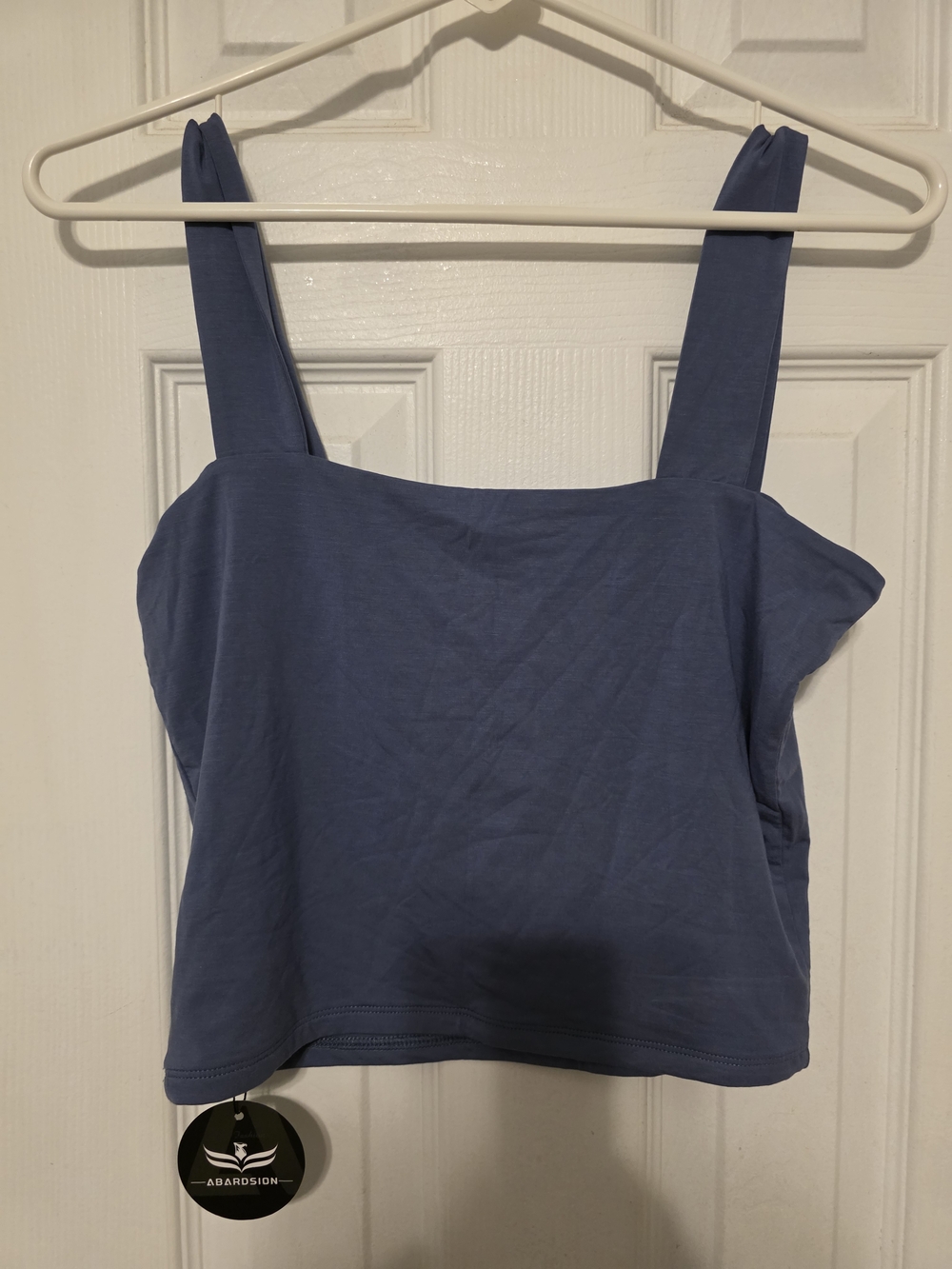 Square Neck Blue Crop Tank Top